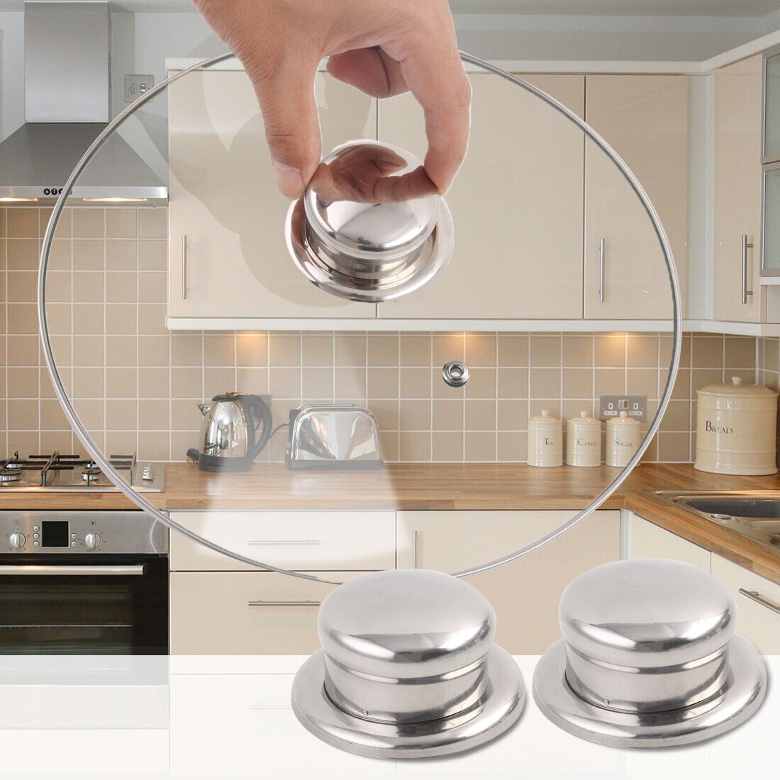 6Pcs Square Stainless Steel Pot Lid Knobs – Easy Install Replacement Handles For Cookware
