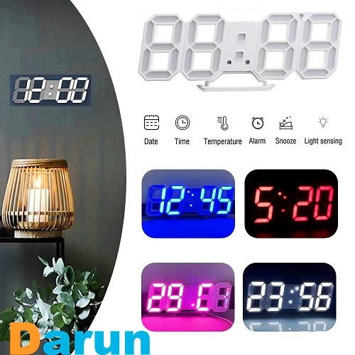 3d Digital Clock Electronic Table Clock Alarm Clock Wall Glowing